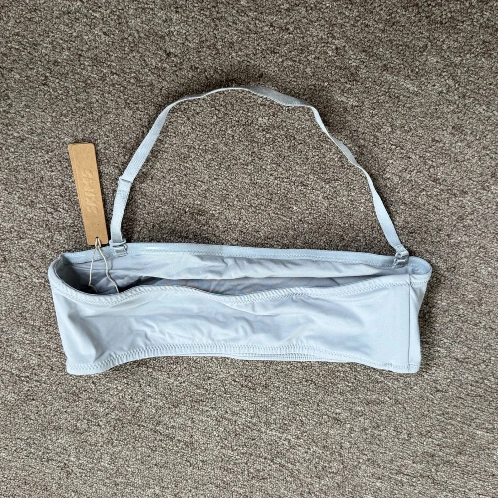 SKIMS Recycled Swim Bandeau Bikini Top Chrome Silver SW-BND-0777 Womens Medium